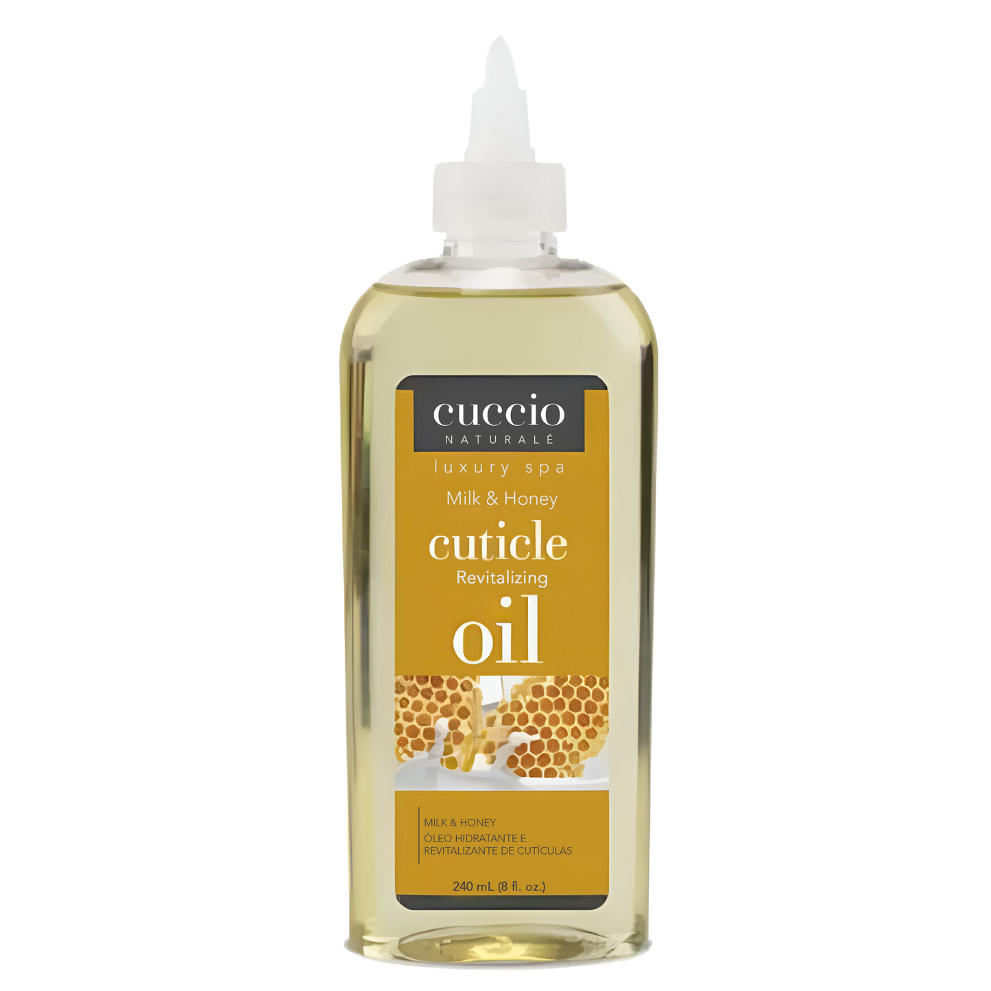 ÓLEO HIDRATANTE CUTÍCULA 240ML LEITE E MEL (MILK & HONEY) CUCCIO NATURALÉ