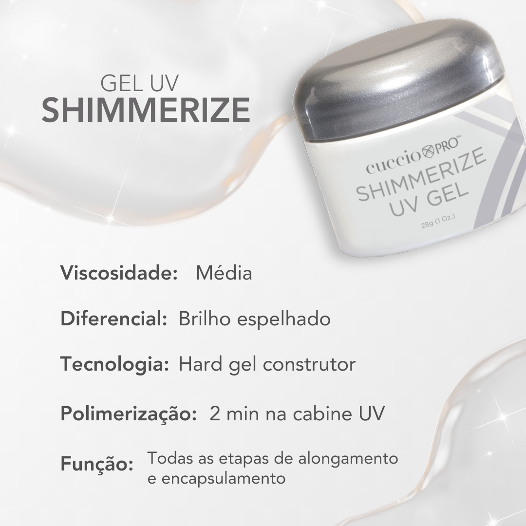 GEL T3 SHIMMERIZE UV INCOLOR COM GLITTER (CLEAR) 28G CUCCIO PRO